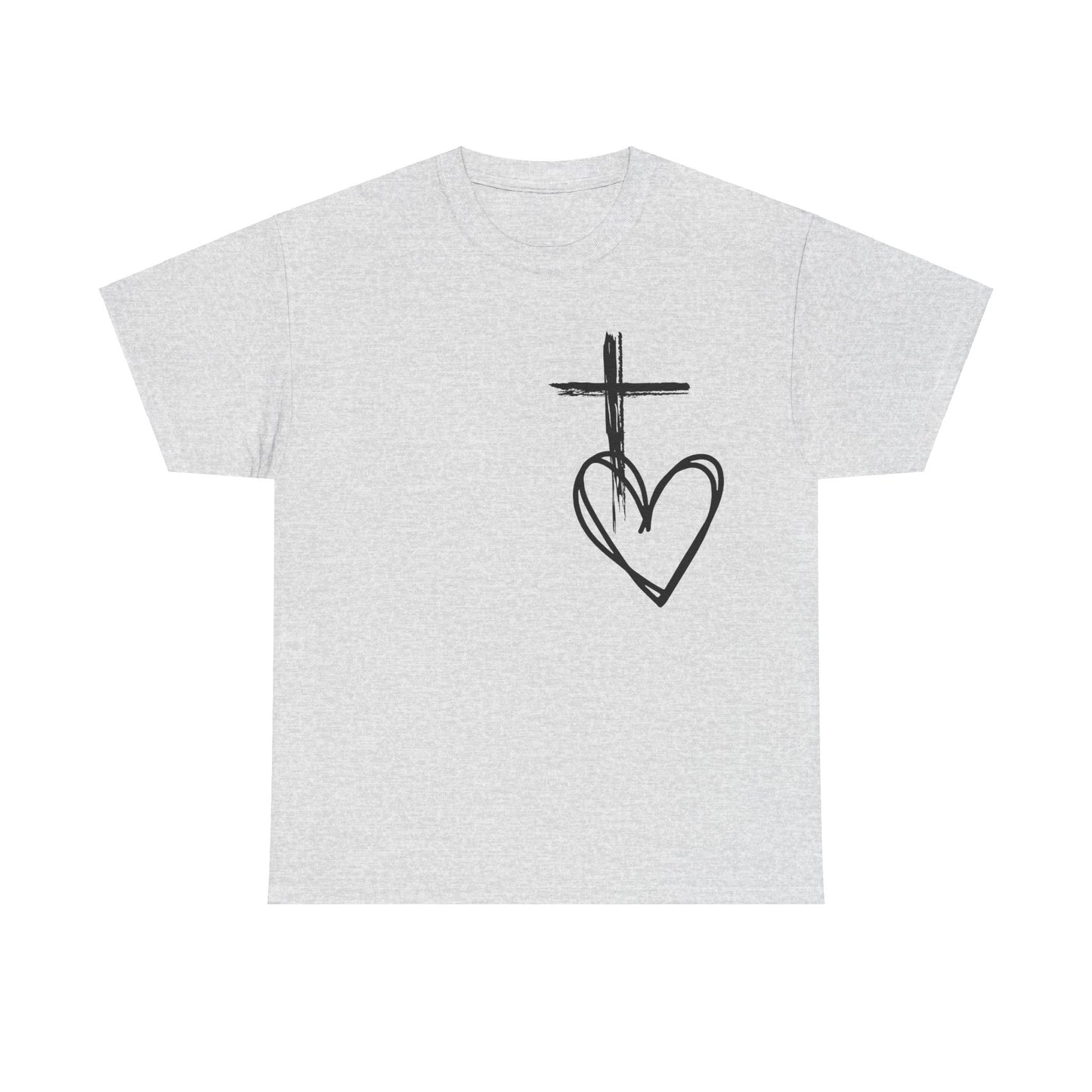 Cross and Heart unisex  Tee.  love the crossUnisex t-shirt, Jesus Christ shirt, christianity shirt, faith shirt, religious shirt