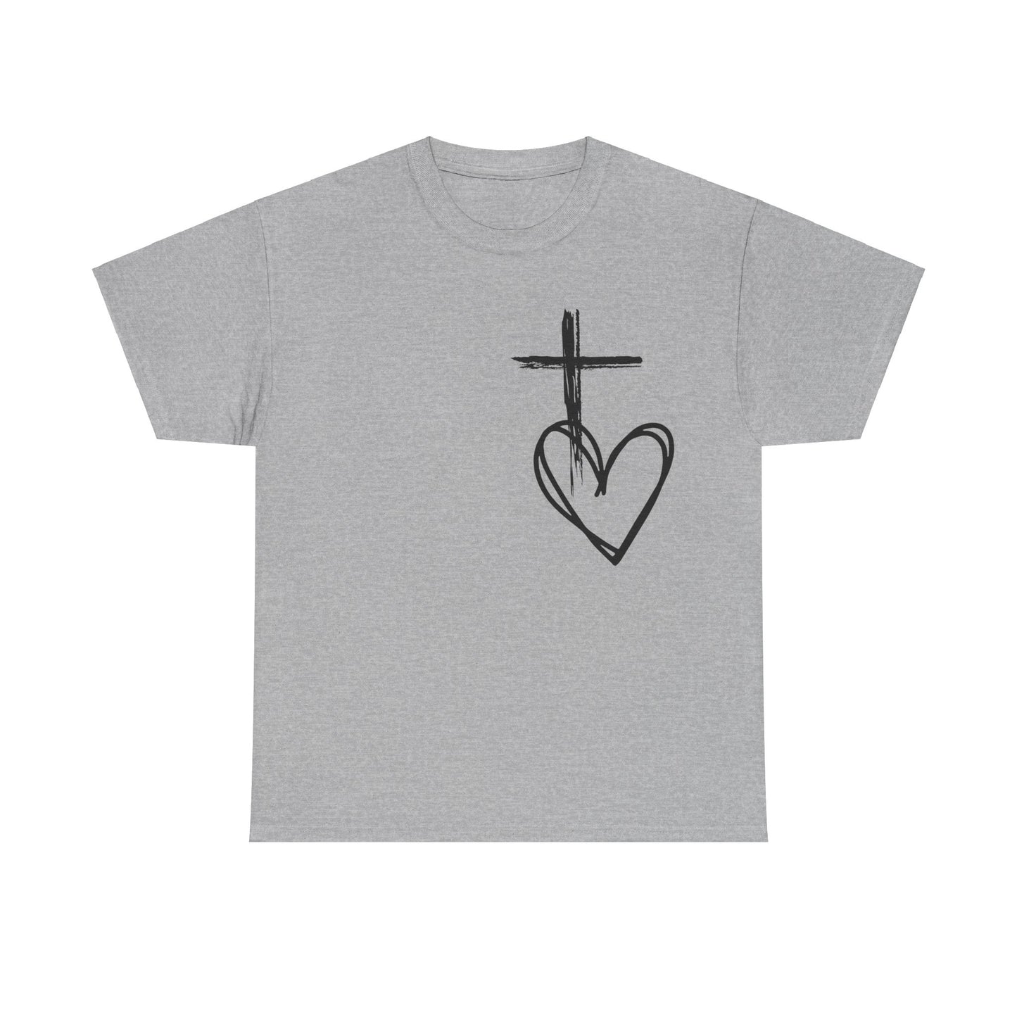 Cross and Heart unisex  Tee.  love the crossUnisex t-shirt, Jesus Christ shirt, christianity shirt, faith shirt, religious shirt