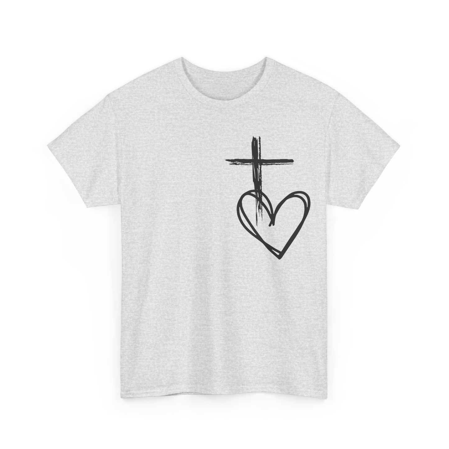 Cross and Heart unisex  Tee.  love the crossUnisex t-shirt, Jesus Christ shirt, christianity shirt, faith shirt, religious shirt