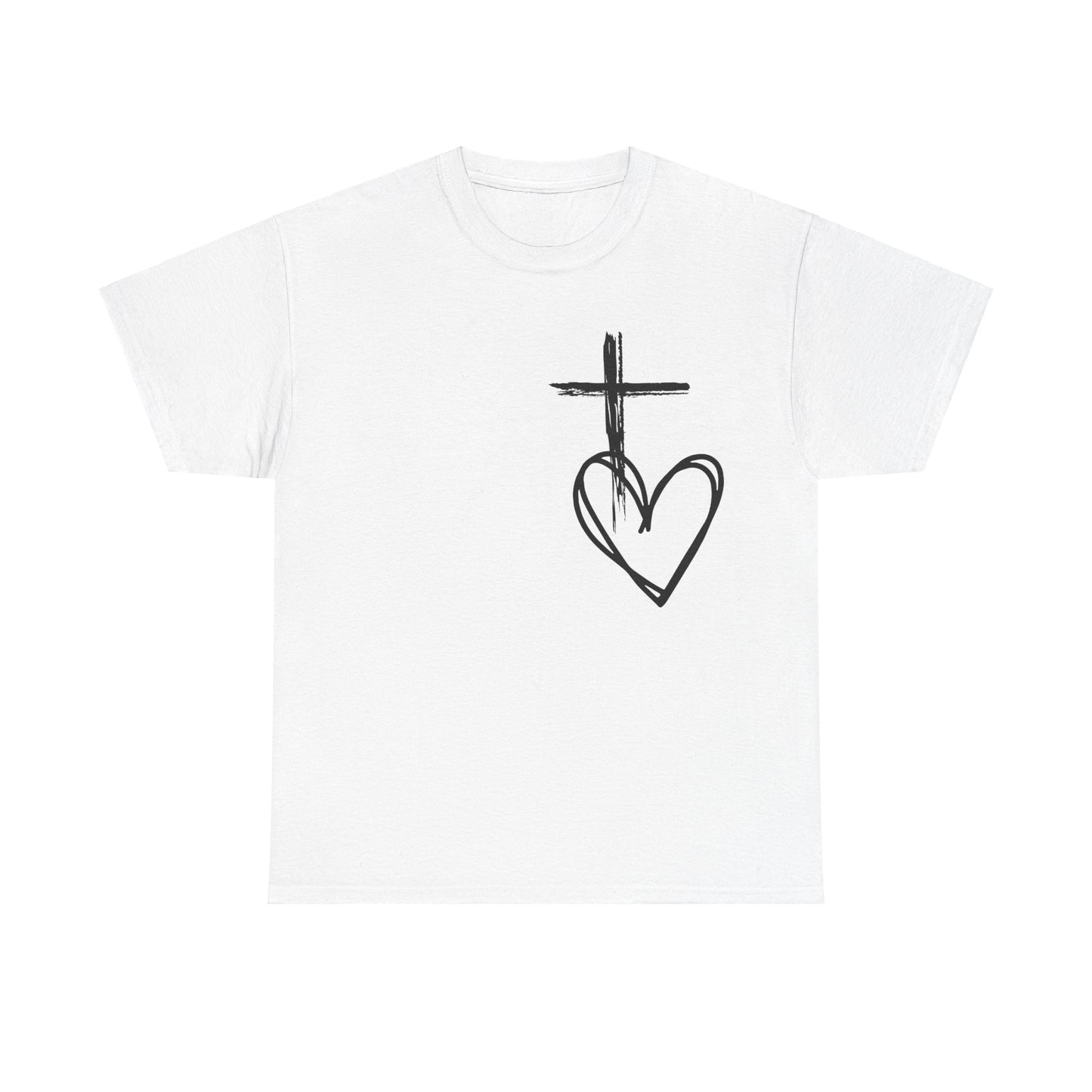 Cross and Heart unisex  Tee.  love the crossUnisex t-shirt, Jesus Christ shirt, christianity shirt, faith shirt, religious shirt