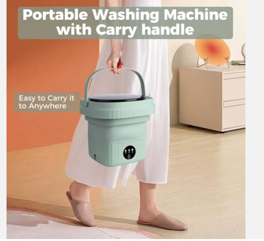 11L Small portable washing machine folding collapsible 3 gear adjustable with rotating drain basket and pipe