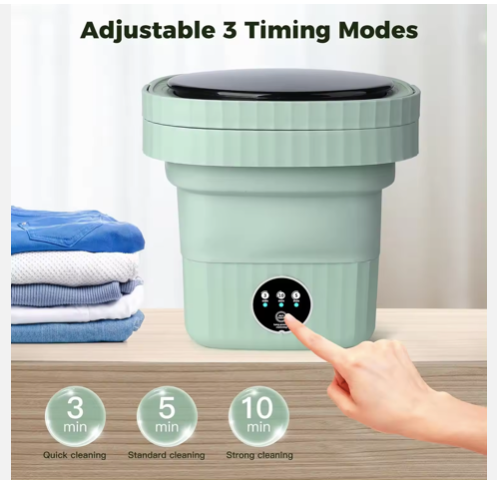 11L Small portable washing machine folding collapsible 3 gear adjustable with rotating drain basket and pipe